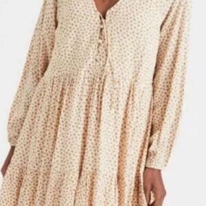 American Eagle Women's Ivory Floral Button Mini Dress Size XS Cottage Coquette